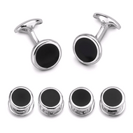 Sterling Silver Small Dome Onyx Cufflinks