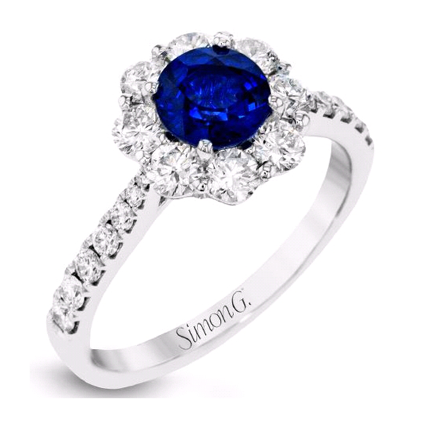 Simon G Sapphire & Diamond Halo Ring