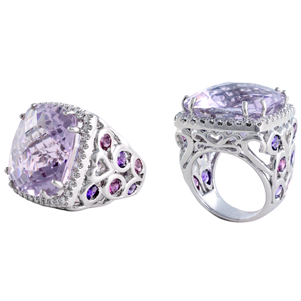 Michael Beaudry Amethyst Cushion Halo Ring