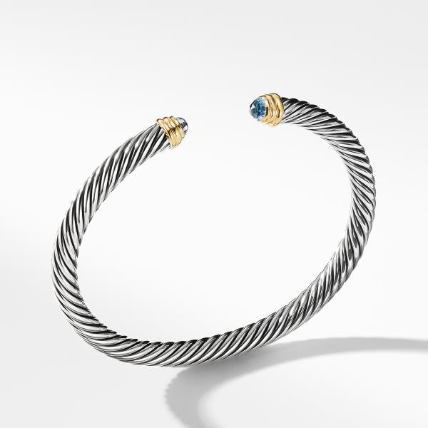 Cable Classics Collection Bracelet with Blue Topaz and 14K Gold