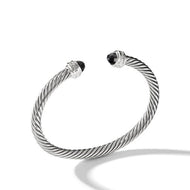 Cable Classics Bracelet in Sterling Silver with Black Onyx and Pave Diamonds