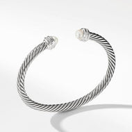 Cable Classics Bracelet in Sterling Silver with Pearls and Pave Diamonds