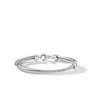 Crossover Linked Bracelet in Sterling Silver with Pave Diamonds