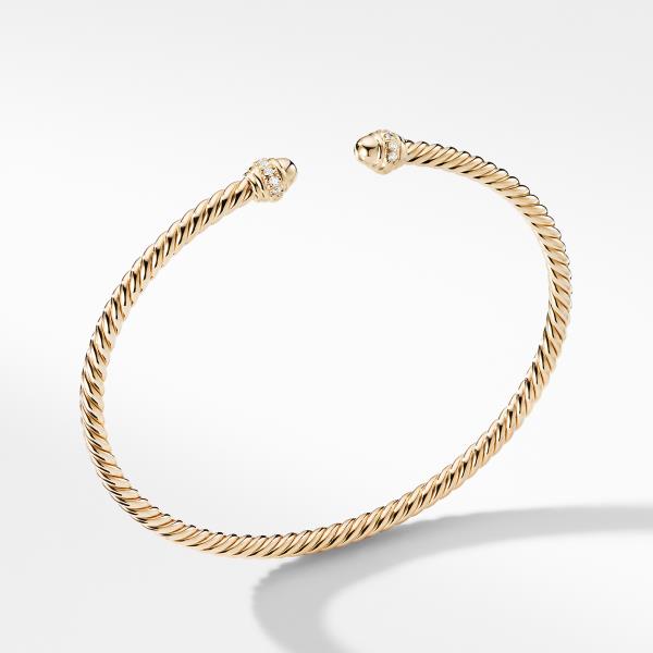 Cable Spira? Bracelet in 18K Gold with Diamonds, 3mm