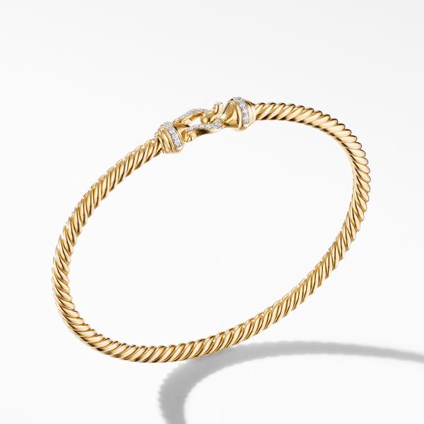 Cable Buckle Collection Bracelet in 18K Yellow Gold with Diamonds