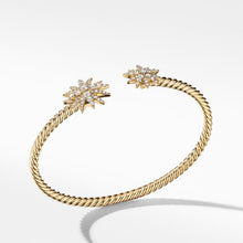 Load image into Gallery viewer, Starburst Open Cable Bracelet in 18K Yellow Gold with Pave Diamonds
