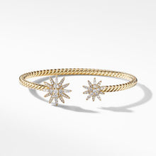 Load image into Gallery viewer, Starburst Open Cable Bracelet in 18K Yellow Gold with Pave Diamonds
