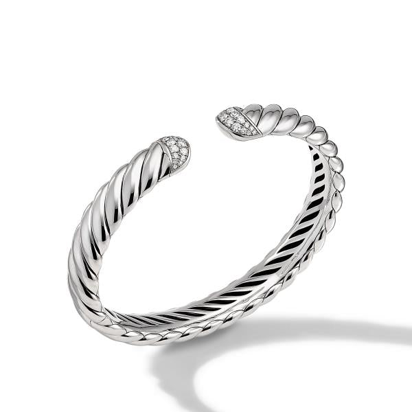 Sculpted Cable Cuff Bracelet with Pave Diamonds