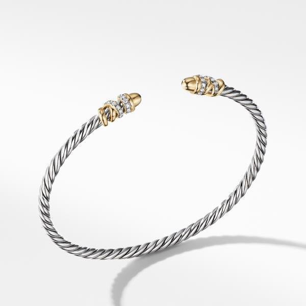 Petite Helena Open Bracelet with 18K Yellow Gold Gold Domes and Diamonds