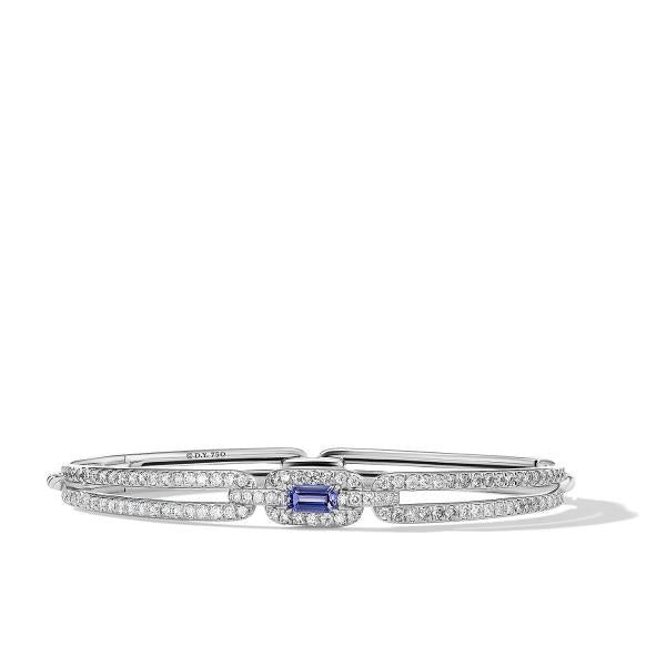 Stax Single Link Bracelet in 18K White Gold with Tanzanite and Pave Diamonds