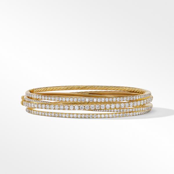 Pave Crossover Four-Row Bracelet in 18K Yellow Gold with Diamonds