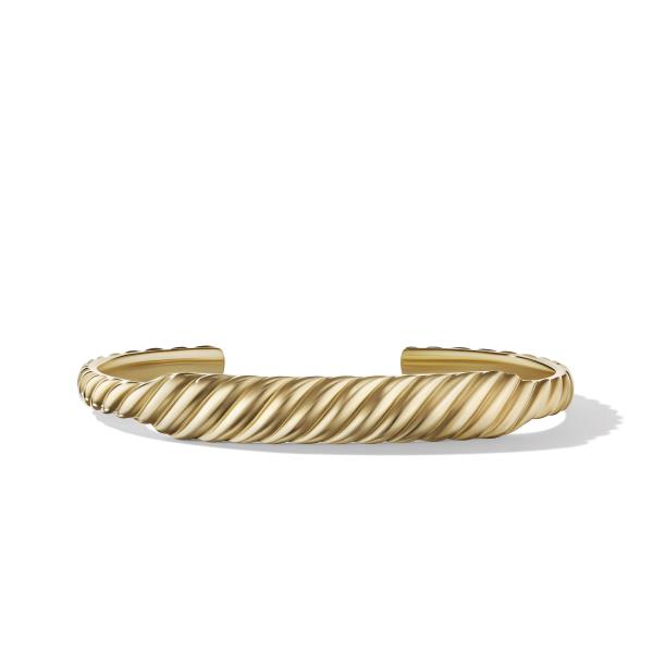 Sculpted Cable Contour Cuff Bracelet in 18K Yellow Gold