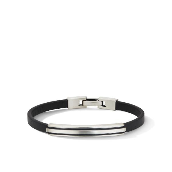 Deco Black Leather ID Bracelet