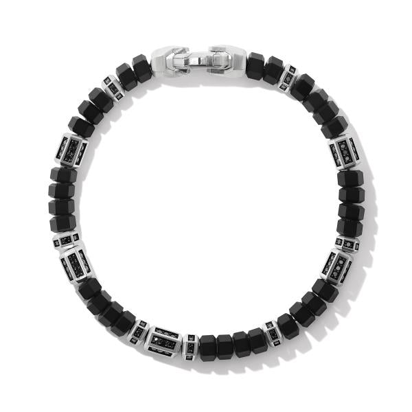 DY Hex Bead Bracelet with Black Onyx and Pave Black Diamonds