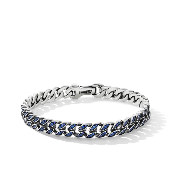 Curb Chain Bracelet with Pave Sapphires