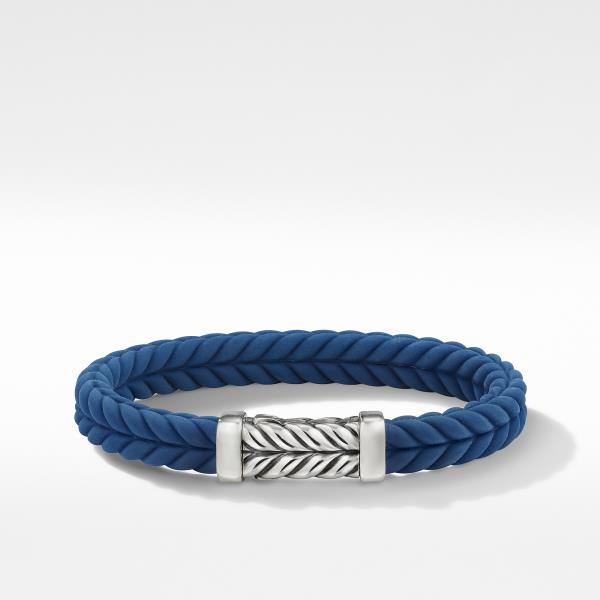 Chevron Blue Rubber Link Bracelet
