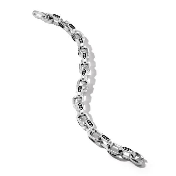 DY Hex Chain Link Bracelet with Pave Black Diamonds
