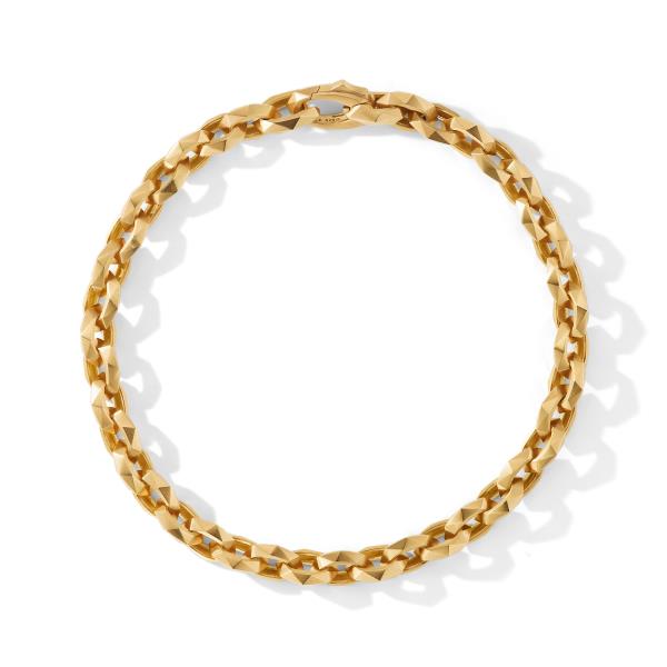 Torqued Faceted Chain Link Bracelet in 18K Yellow Gold