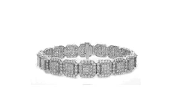 Royal Collection 18K White Gold Diamond Pave Bracelet