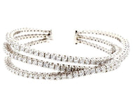 Royal Collection 18K White Gold 3 Row Diamond Cuff Bracelet
