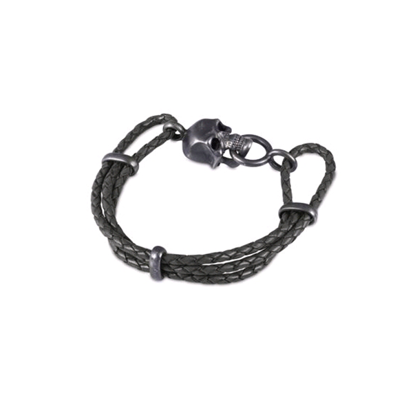 Deakin & Francis Leather Cord Skull Bracelet