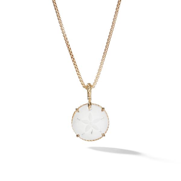 Sand Dollar Amulet in White Agate with 18k Gold