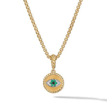 Load image into Gallery viewer, Evil Eye Amulet in 18K Yellow Gold with Pave Emeralds and Diamonds
