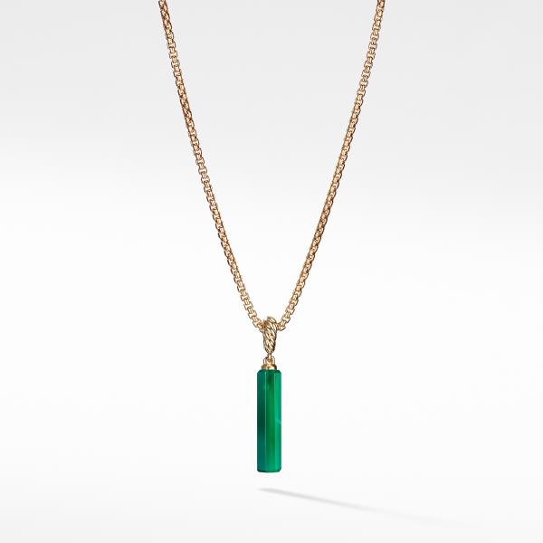 Barrel Charn in Green Onyx with 18K Gold