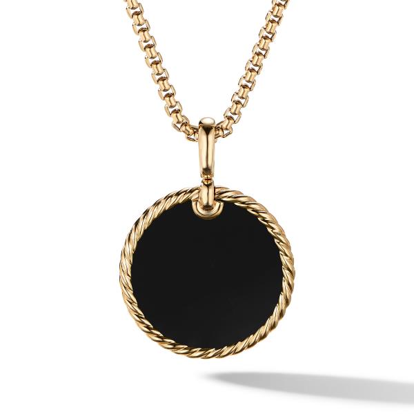 DY Elements Reversible Disc Pendant in 18K Yellow Gold with Black Onyx and Mother of Pearl