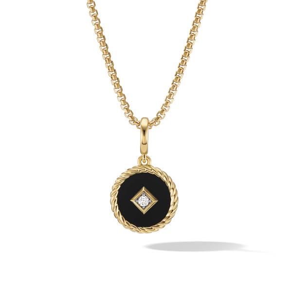 Cable Collectibles Black Enamel Charm with 18K Yellow Gold and Diamond