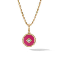 Cable Collectibles Hot Pink Enamel Charm with 18K Yellow Gold and Diamond