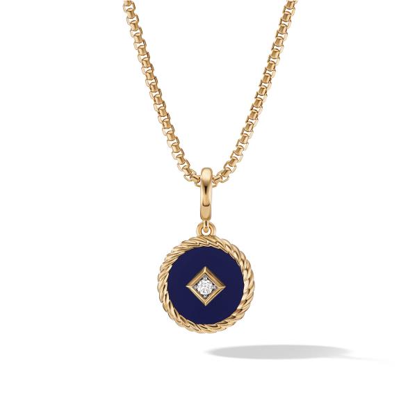 Cable Collectibles Navy Enamel Charm with 18K Yellow Gold and Diamond