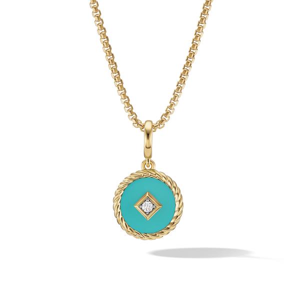 Cable Collectibles Turquoise Enamel Charm with 18K Yellow Gold and Diamond
