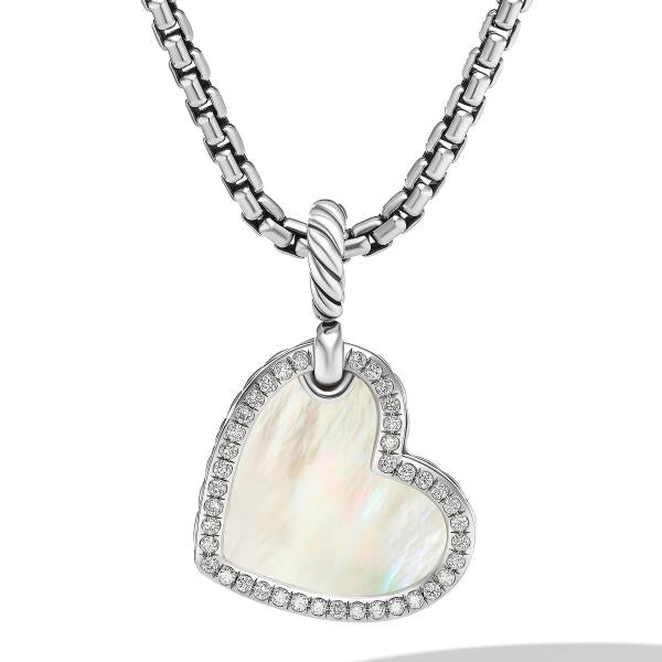 DY Elements Heart Amulet with Mother of Pearl and Pave Diamonds