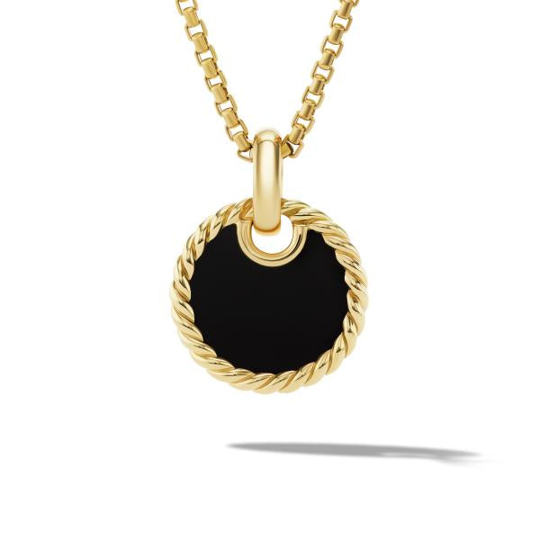 DY Elements Disc Pendant in 18K Yellow Gold with Black Onyx Reversible to Mother of Pearl