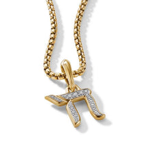 Load image into Gallery viewer, Chai Amulet in 18K Yellow Gold with Pave Diamonds
