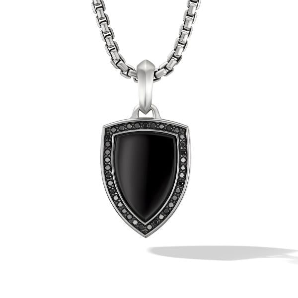 Shield Amulet with Black Onyx and Pave Black Diamonds