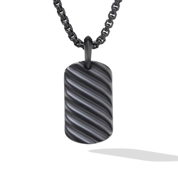 Scuplted Cable Tag in Black Titanium