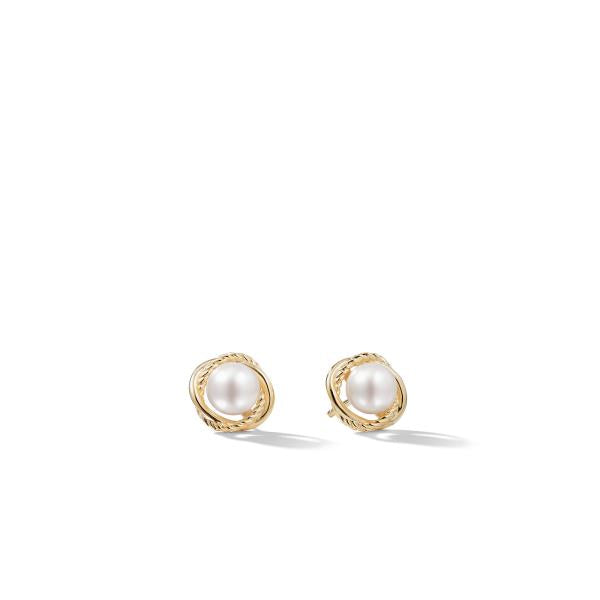 Infinity Earrings with Pearls in 18K Gold