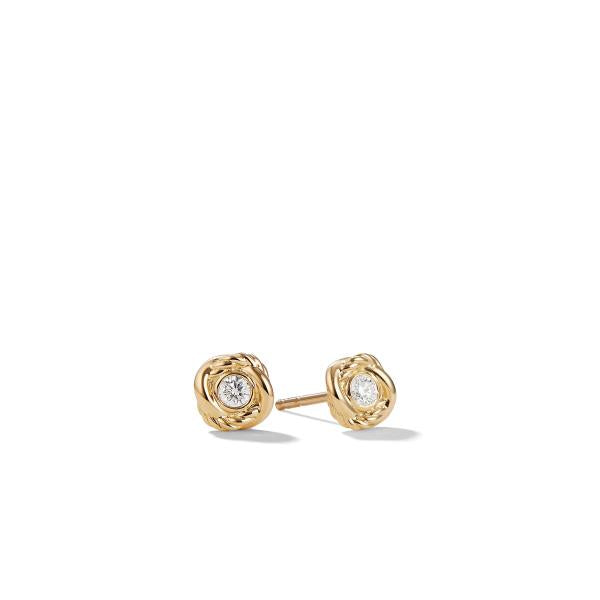Crossover Infinity Stud Earrings in 18K Yellow Gold with Diamonds