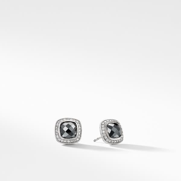 Earrings with Hematine and Diamonds