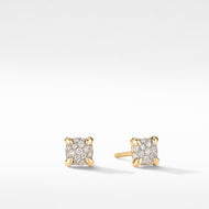 Petite Chatelaine Stud Earrings in 18K Yellow Gold with Pave Diamonds