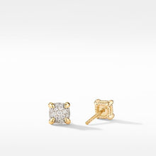 Load image into Gallery viewer, Petite Chatelaine Stud Earrings in 18K Yellow Gold with Pave Diamonds
