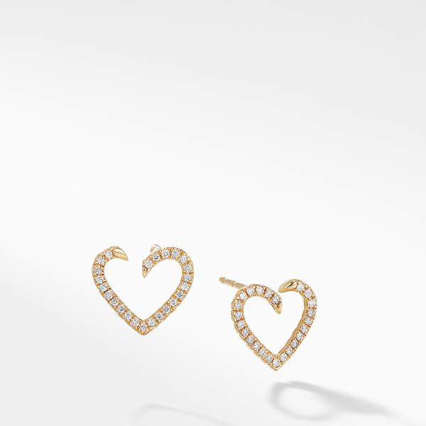 Heart Wrap Earrings with Diamonds in 18K Gold
