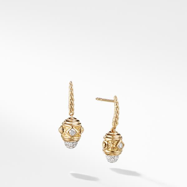 Renaissance Drop Earrings with Diamonds in 18K Gold