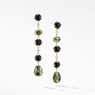 Chatelaine Multi Drop Earrings in 18K Yellow Gold with Green Orchid, Black Onyx and Diamonds