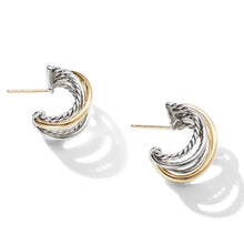 Load image into Gallery viewer, Crossover Huggie Hoop Earrings with 18K Yellow Gold
