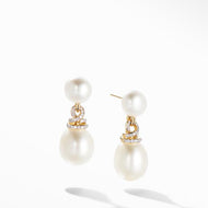 Helena Pearl Drop Earrings in 18K Yellow Gold with Diamonds