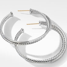 Load image into Gallery viewer, Crossover XL Hoop Earrings with Diamonds
