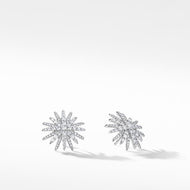 Starburst Stud Earrings in 18K White Gold with Pave Diamonds